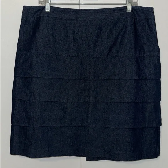 Larry Levine Stretch Denim Blue Tiered Pencil Skirt Women’s 16 - Picture 2 of 4